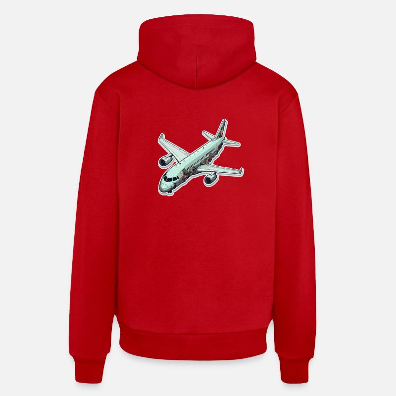 Avion - illustration - Sweat à capuche bio décontracté fabriqué en UE - rouge