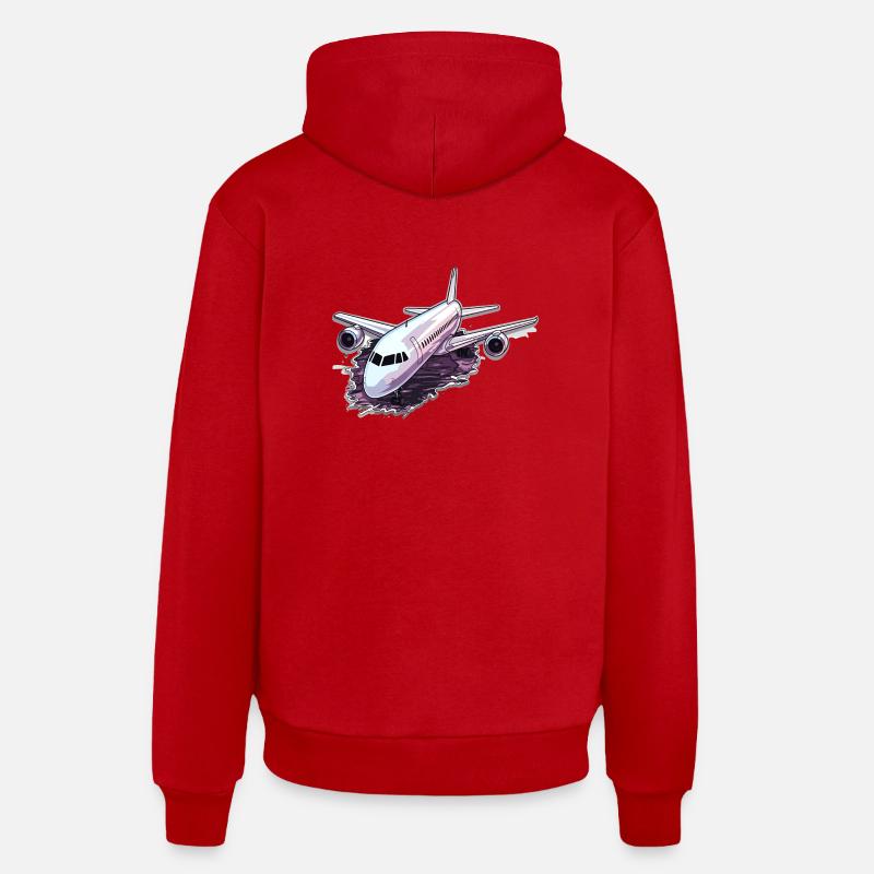 Avion - illustration - Sweat à capuche bio décontracté fabriqué en UE - rouge