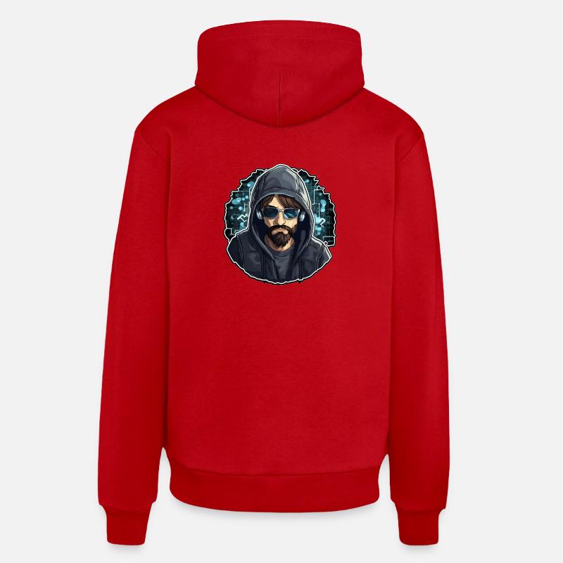 Hacker éthique - Illustration - Sweat à capuche bio décontracté fabriqué en UE - rouge
