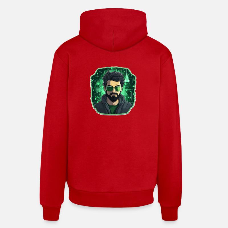 Hacker éthique - Illustration - Sweat à capuche bio décontracté fabriqué en UE - rouge