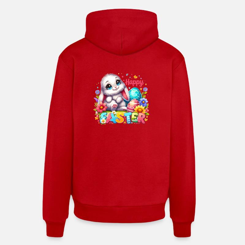 Happy Easter - Easter Bunny Illustration - Organic Relaxed Hoodie Made in EU - red