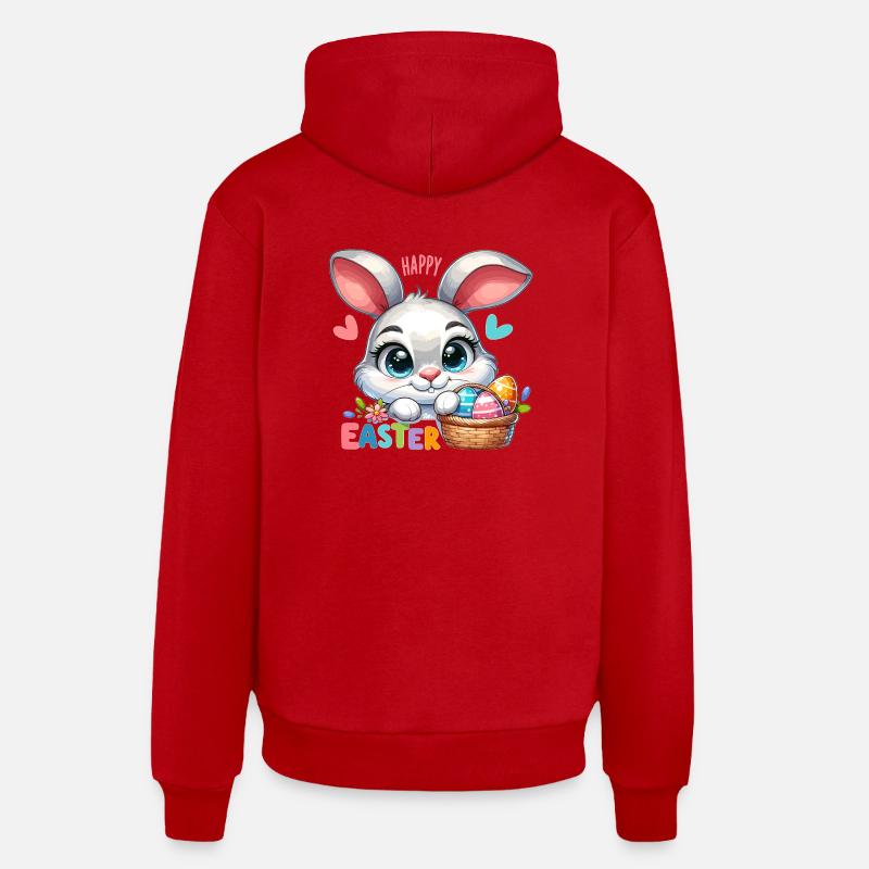 Happy Easter - Easter Bunny Illustration - Organic Relaxed Hoodie Made in EU - red