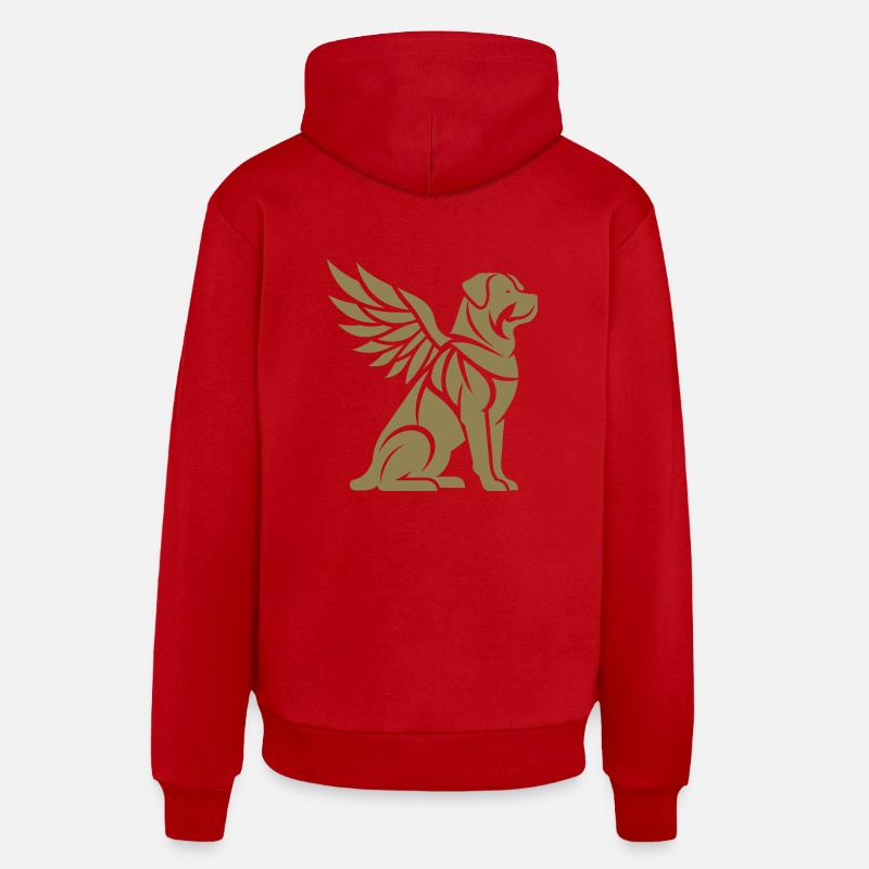 Chien Rottweiler Ailes d’ange Silhouette - Sweat à capuche bio décontracté fabriqué en UE - rouge