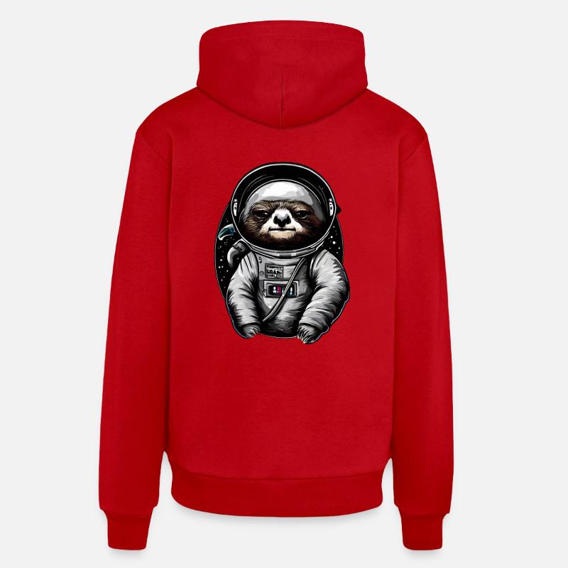 Sloth Astronaut - Space Animal Design - Sweat à capuche bio décontracté fabriqué en UE - rouge