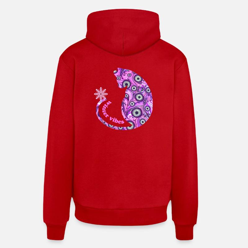 Cat with snowflake E 6 - Organic Relaxed Hoodie Made in EU - red