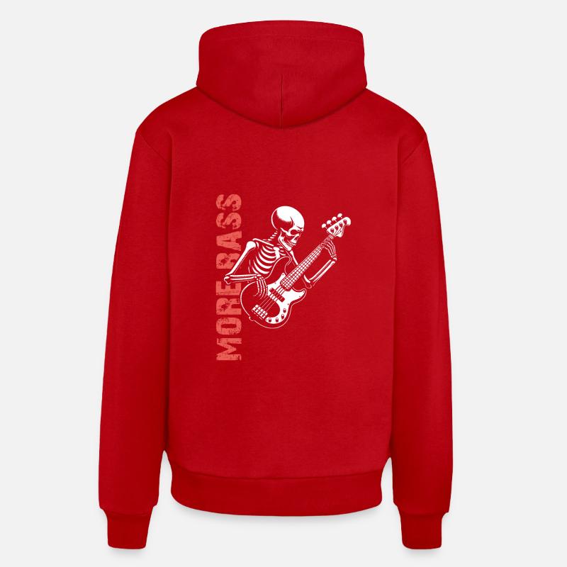 Plus Basse - Skeleton avec Basse - Sweat à capuche bio décontracté fabriqué en UE - rouge