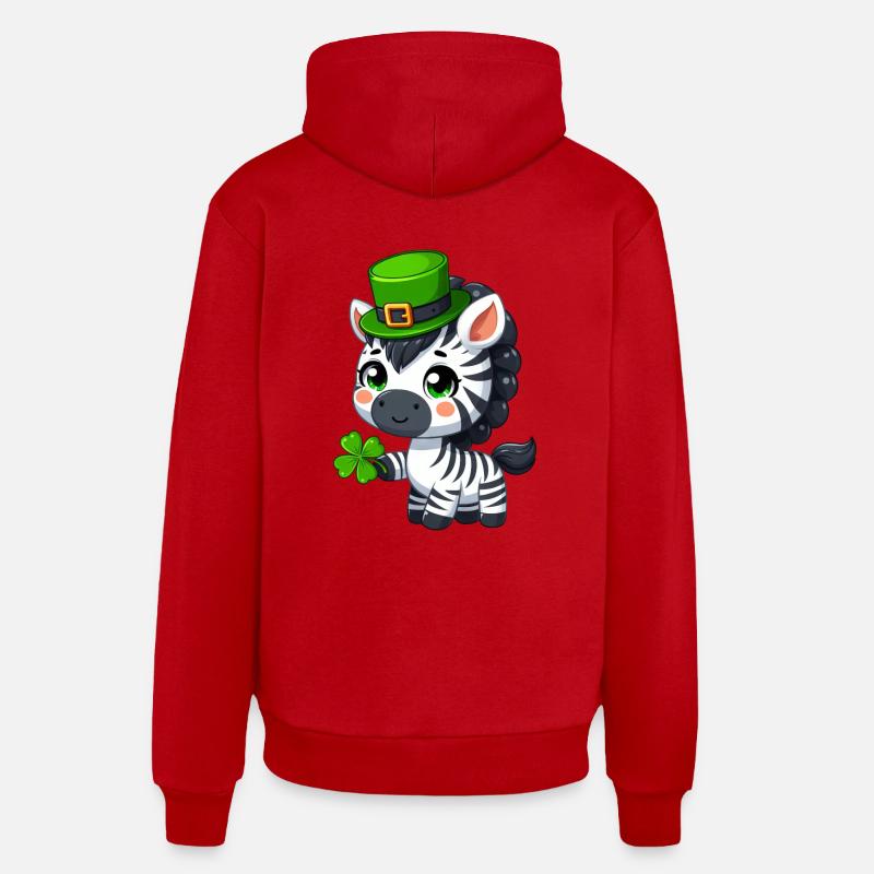 St. Patricks Day Zebra Cartoon Shirt Organic Relaxed Hoodie Made in EU
