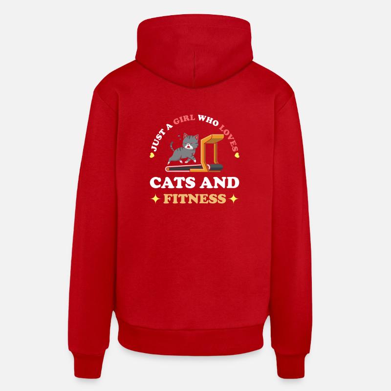 Fitness et chats Saying - Sweat à capuche bio décontracté fabriqué en UE - rouge