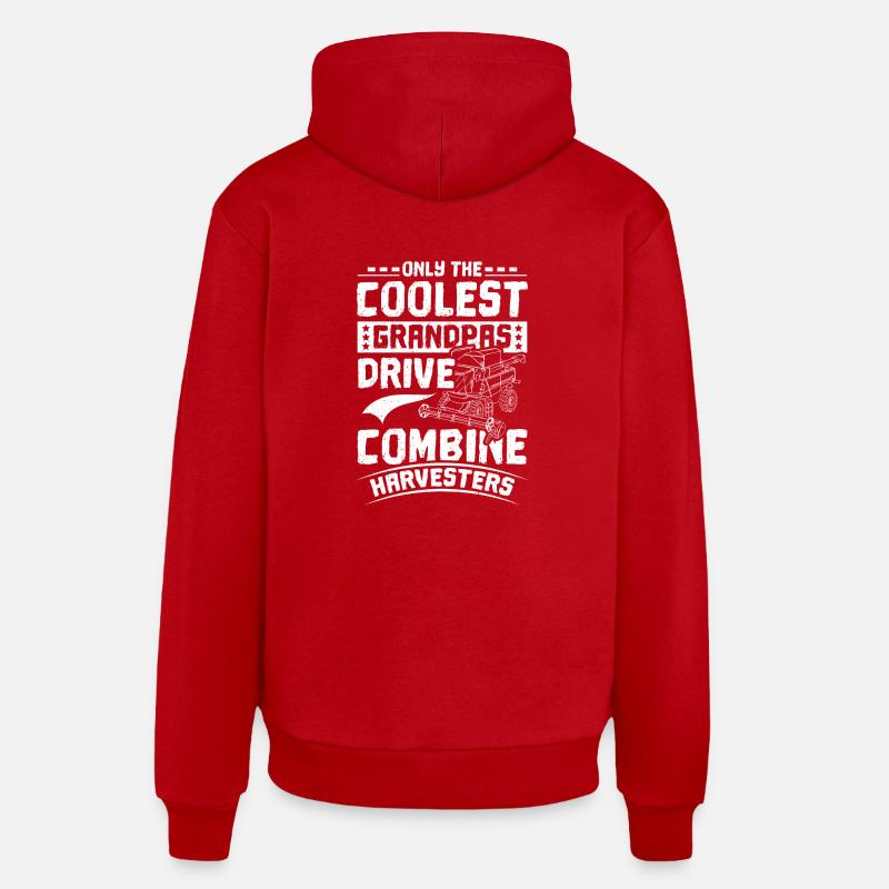 Moissonneuse-batteuse Grand-père - Sweat à capuche bio décontracté fabriqué en UE - rouge