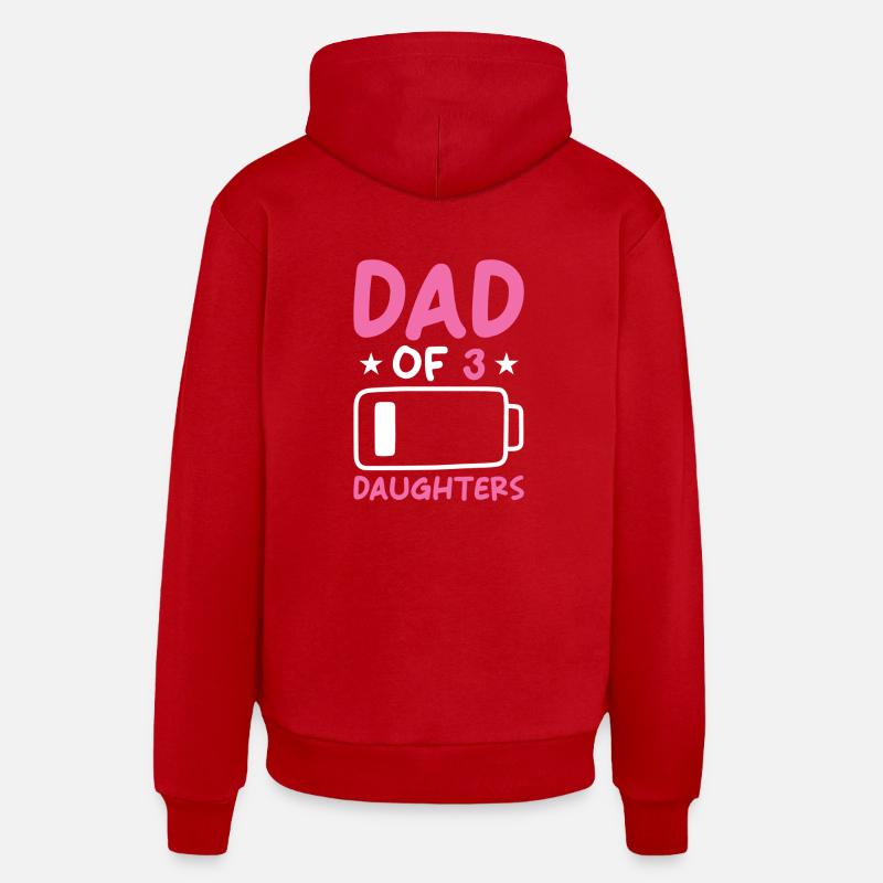 Père de 3 filles - Sweat à capuche bio décontracté fabriqué en UE - rouge