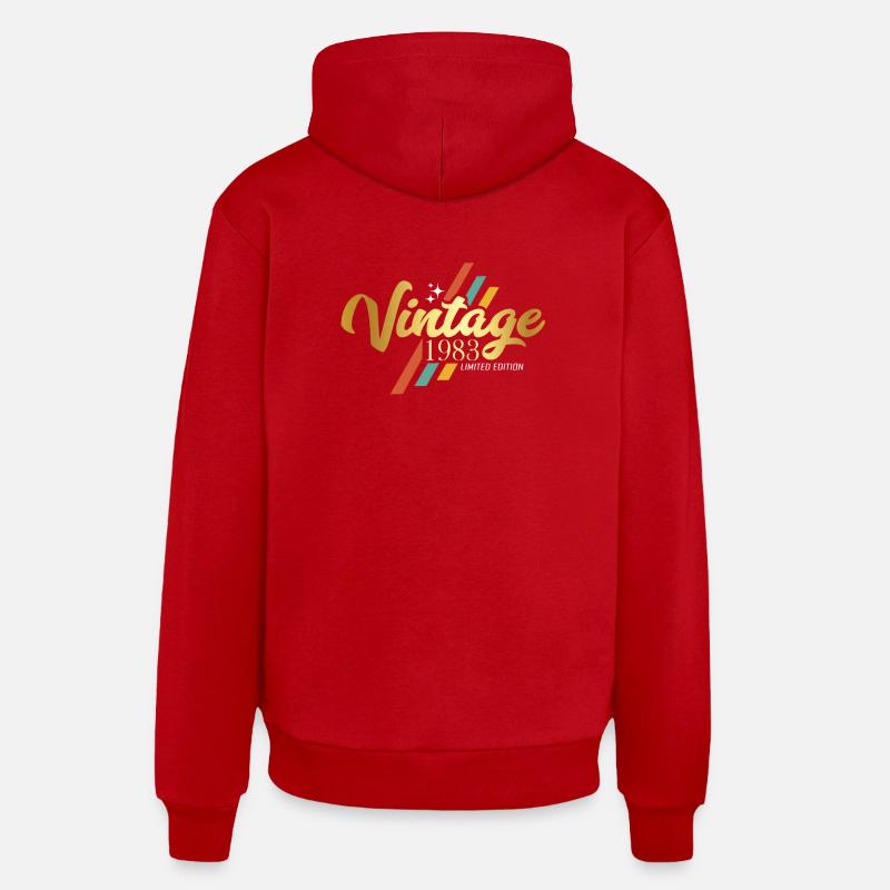 Millésime 1983 Anniversaire Rétro - Sweat à capuche bio décontracté fabriqué en UE - rouge