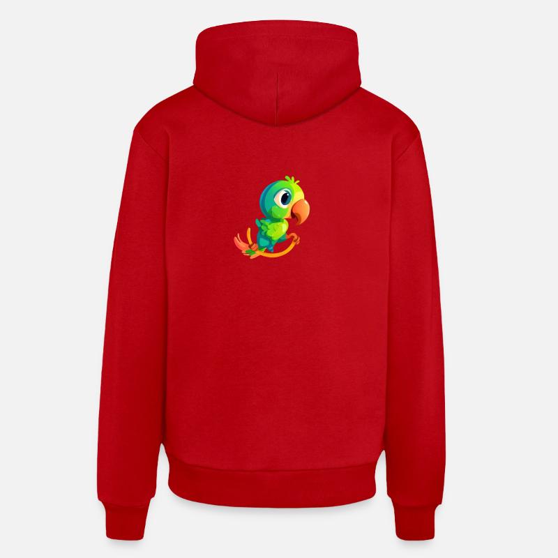 Perroquet à bascule d’oiseau vert - Sweat à capuche bio décontracté fabriqué en UE - rouge