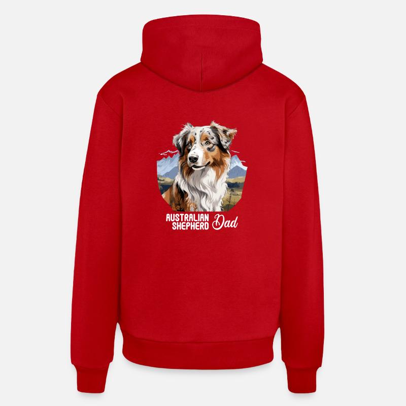 Chien Berger Australien - Sweat à capuche bio décontracté fabriqué en UE - rouge