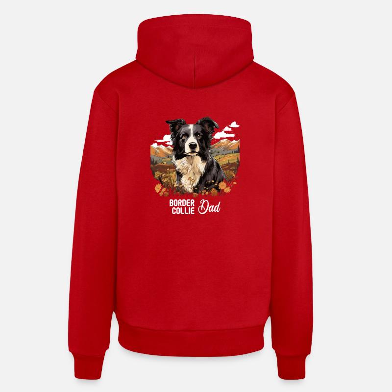 Chien Border Collie - Sweat à capuche bio décontracté fabriqué en UE - rouge