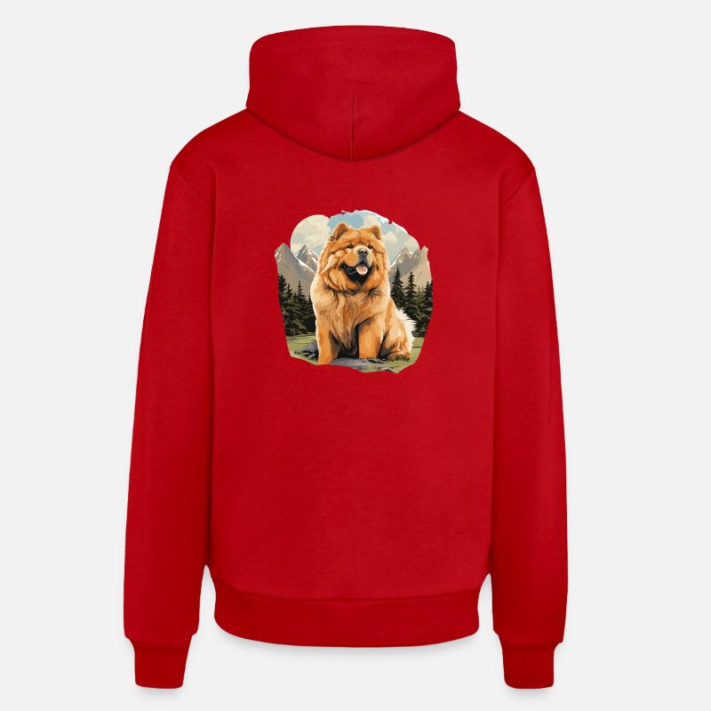 Chow Chow pour chien - Sweat à capuche bio décontracté fabriqué en UE - rouge