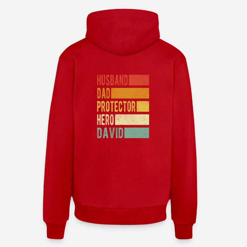 David nom papa cadeau - Sweat à capuche bio décontracté fabriqué en UE - rouge