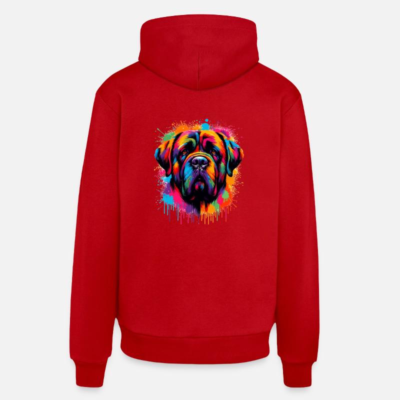 Mastiff Tête de chien Graphique - Sweat à capuche bio décontracté fabriqué en UE - rouge