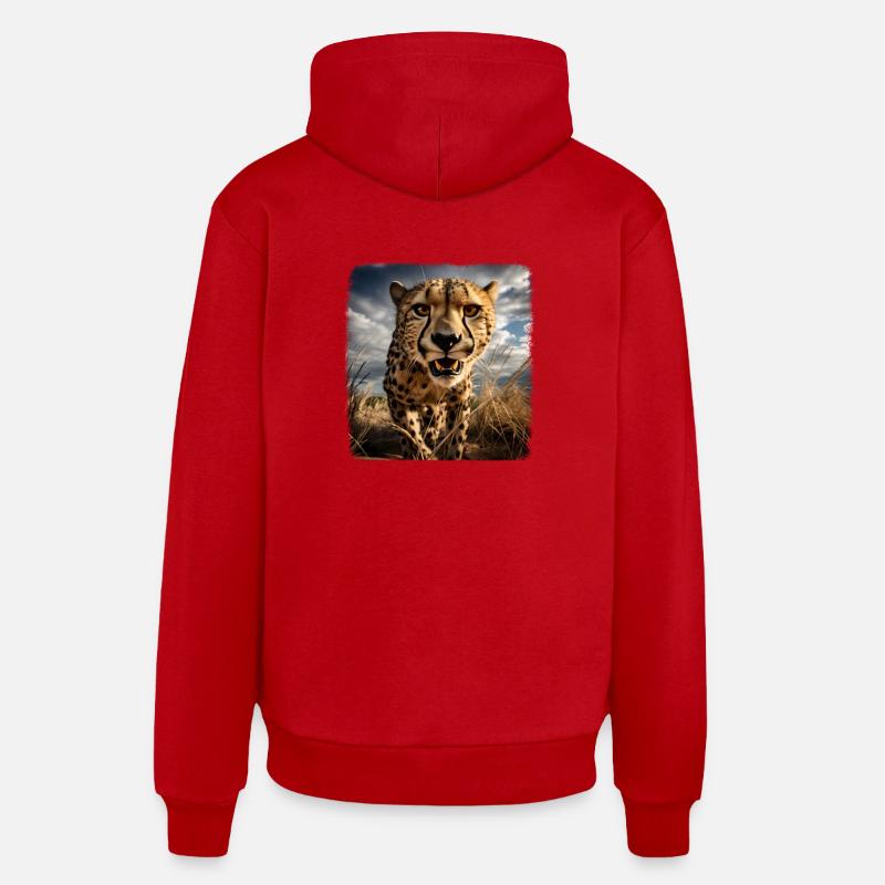 Geparde realistic Gepard - Organic Relaxed Hoodie Made in EU - Rot