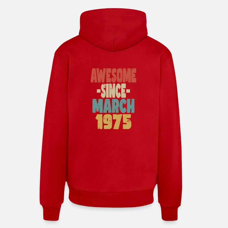 Génial mars 1975 - Sweat à capuche bio décontracté fabriqué en UE - rouge
