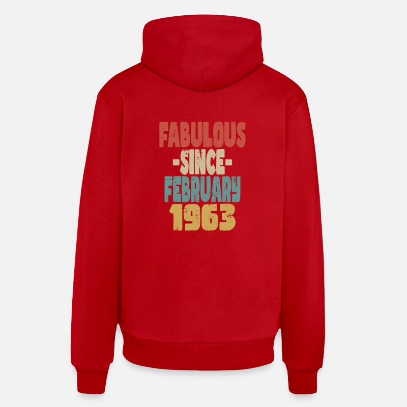 Fabuleux février 1963 - Sweat à capuche bio décontracté fabriqué en UE - rouge