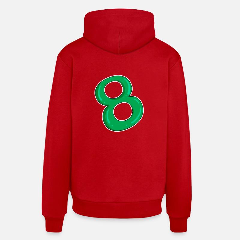 Huit - 8 - Vert - Sweat à capuche bio décontracté fabriqué en UE - rouge