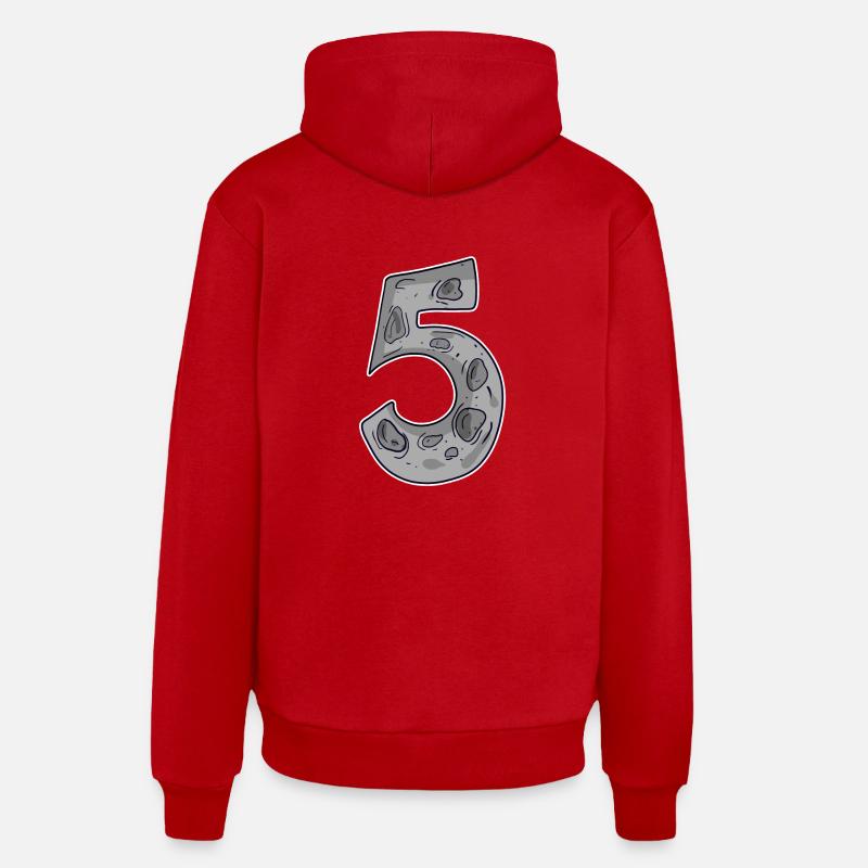 Numéro 5 Espace - Sweat à capuche bio décontracté fabriqué en UE - rouge