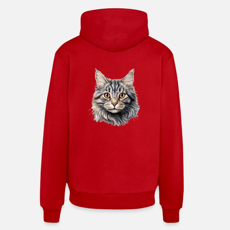 Chat Chats American Bobtail - Sweat à capuche bio décontracté fabriqué en UE - rouge