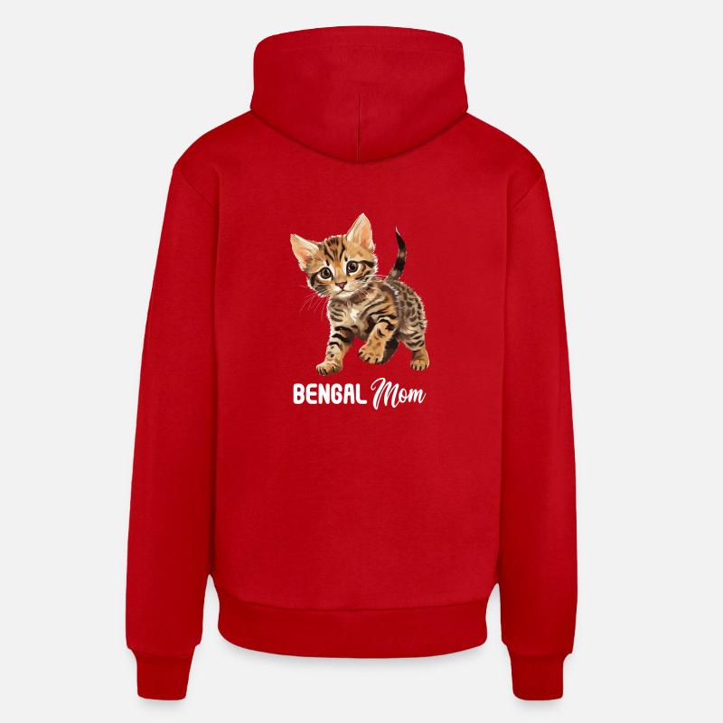 Chat du Bengale Bengalkatze - Sweat à capuche bio décontracté fabriqué en UE - rouge