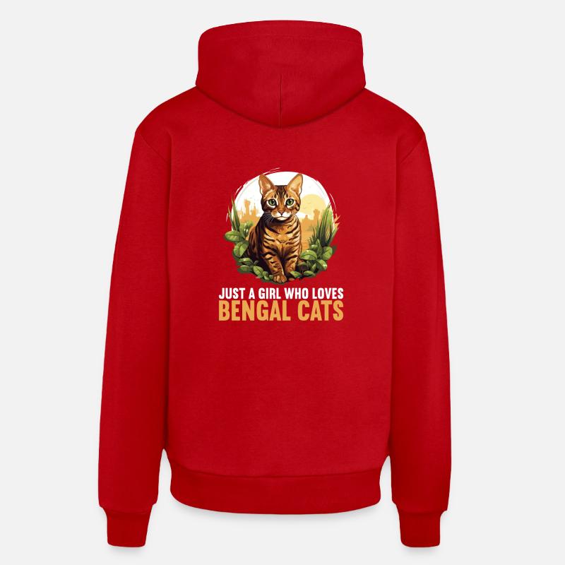 Chat du Bengale Bengalkatze - Sweat à capuche bio décontracté fabriqué en UE - rouge
