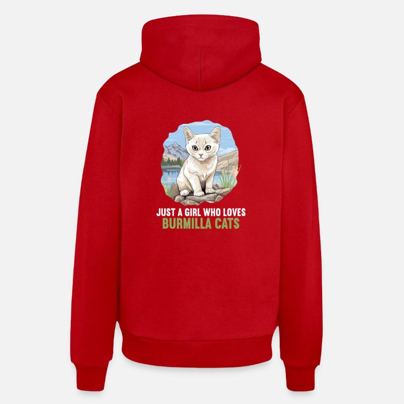 Burmilla Chaton Burmilla Chat - Sweat à capuche bio décontracté fabriqué en UE - rouge