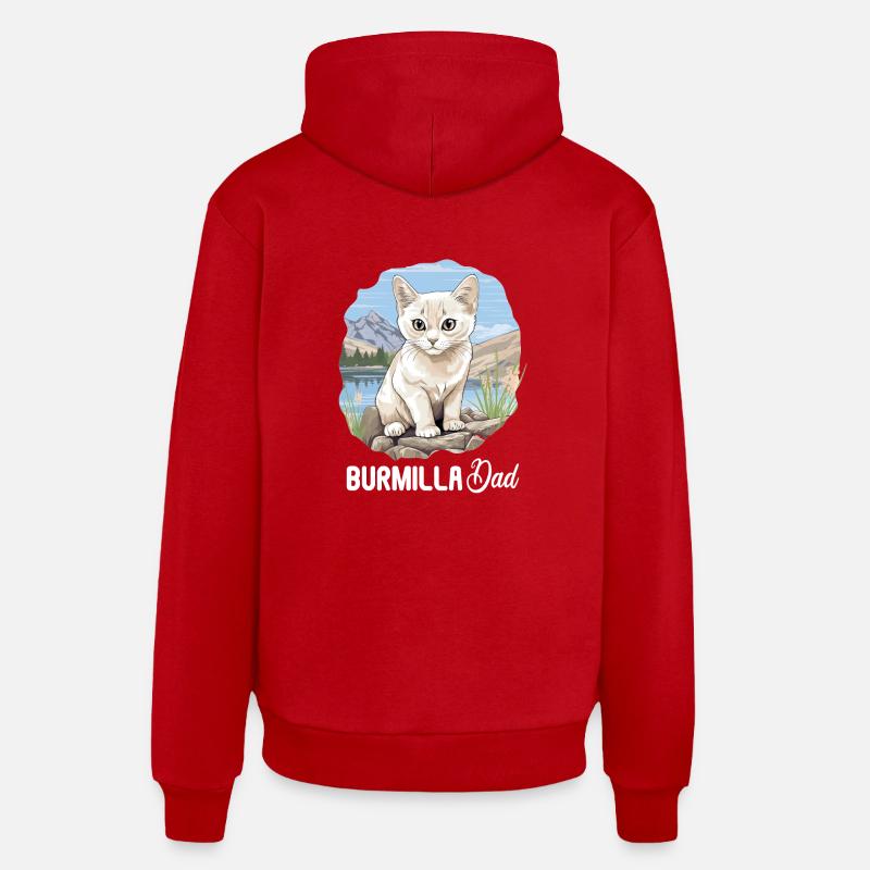 Burmilla Chaton Burmilla Chat - Sweat à capuche bio décontracté fabriqué en UE - rouge