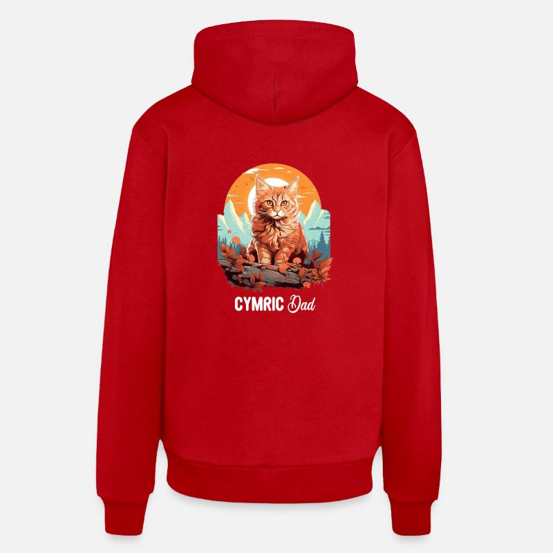 Cymric Kitten Cymric Cat - Sweat à capuche bio décontracté fabriqué en UE - rouge