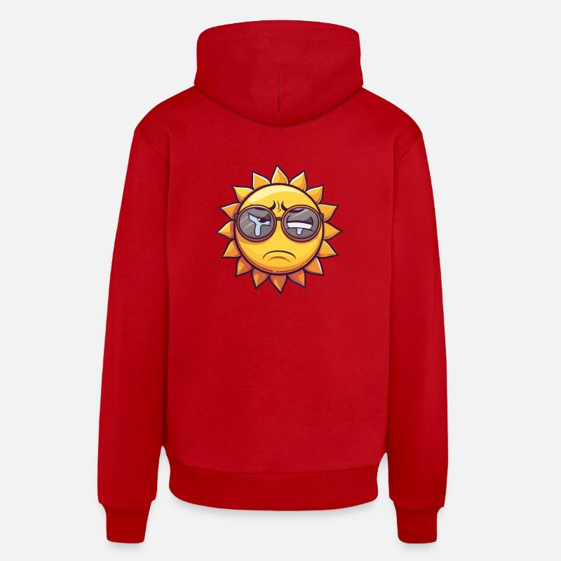 Triste soleil avec des larmes - Sweat à capuche bio décontracté fabriqué en UE - rouge