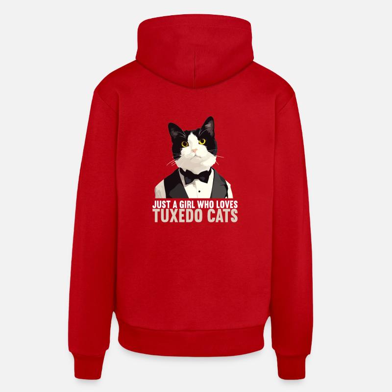 Tuxedo Chaton Tuxedo Cat - Sweat à capuche bio décontracté fabriqué en UE - rouge