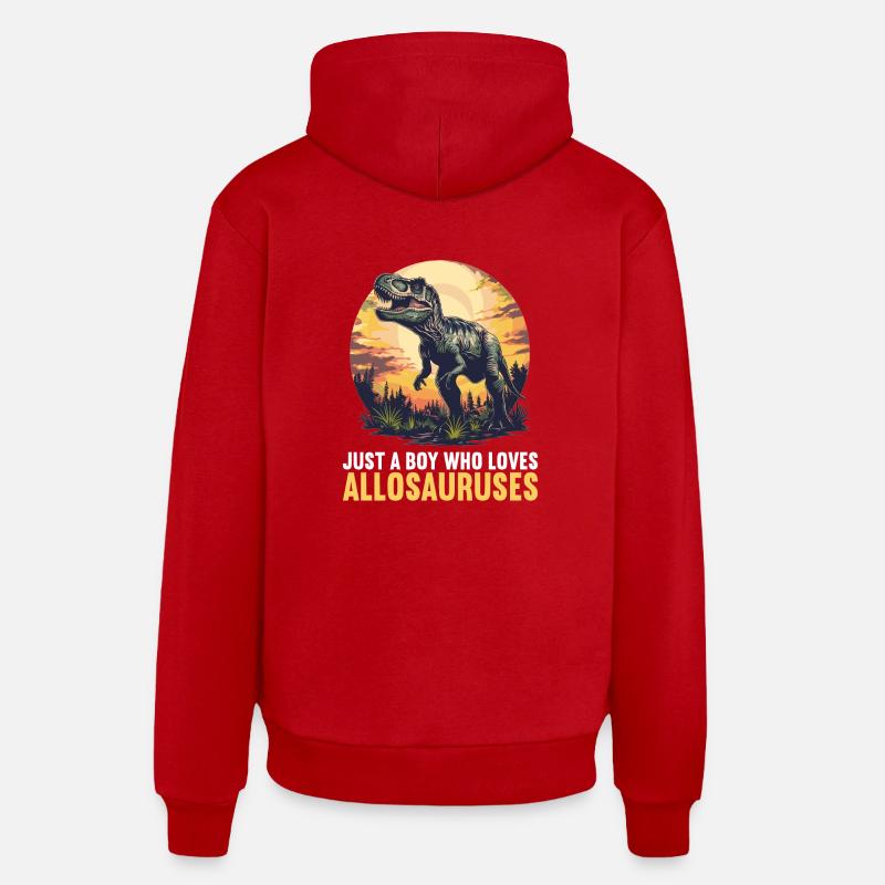 Allosaure Allosaurus - Sweat à capuche bio décontracté fabriqué en UE - rouge
