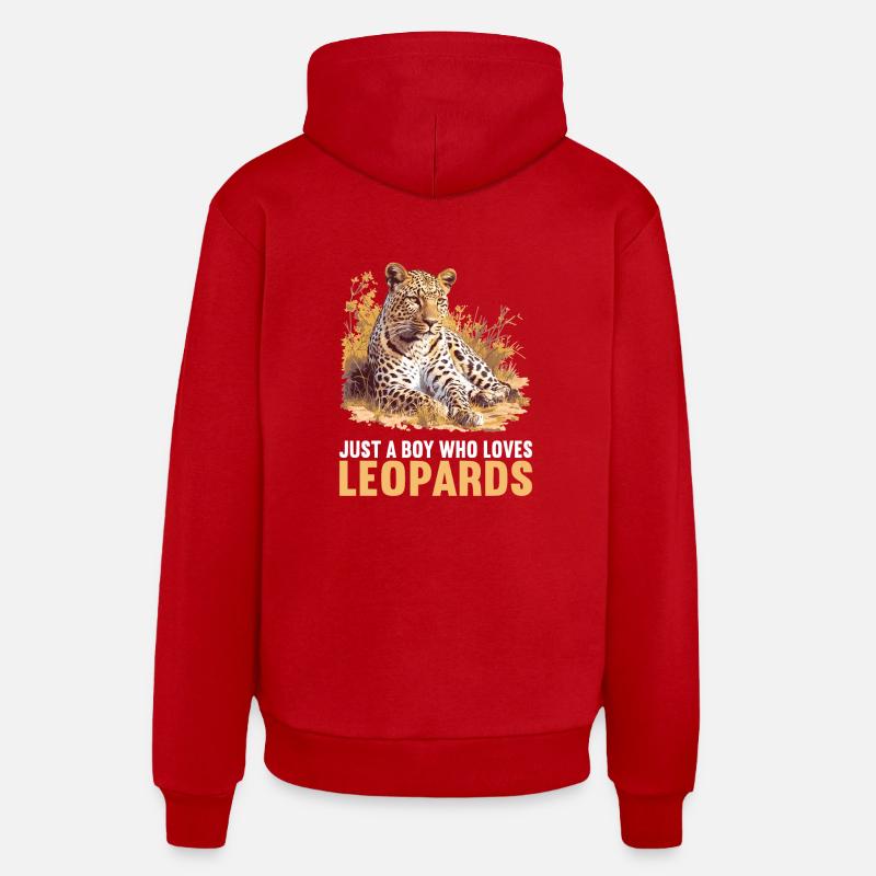 Léopard léopard - Sweat à capuche bio décontracté fabriqué en UE - rouge