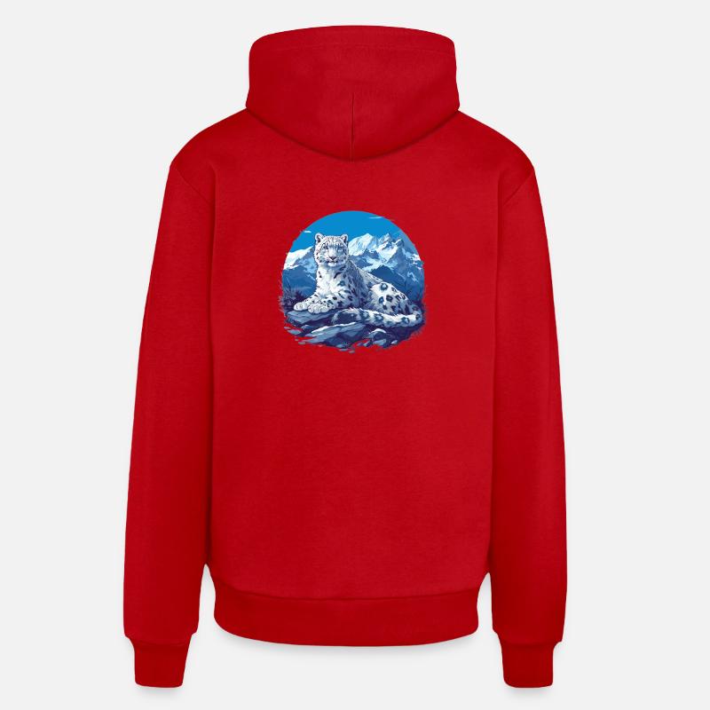 Léopard des neiges Schneeleoparden Schneeleopard - Sweat à capuche bio décontracté fabriqué en UE - rouge