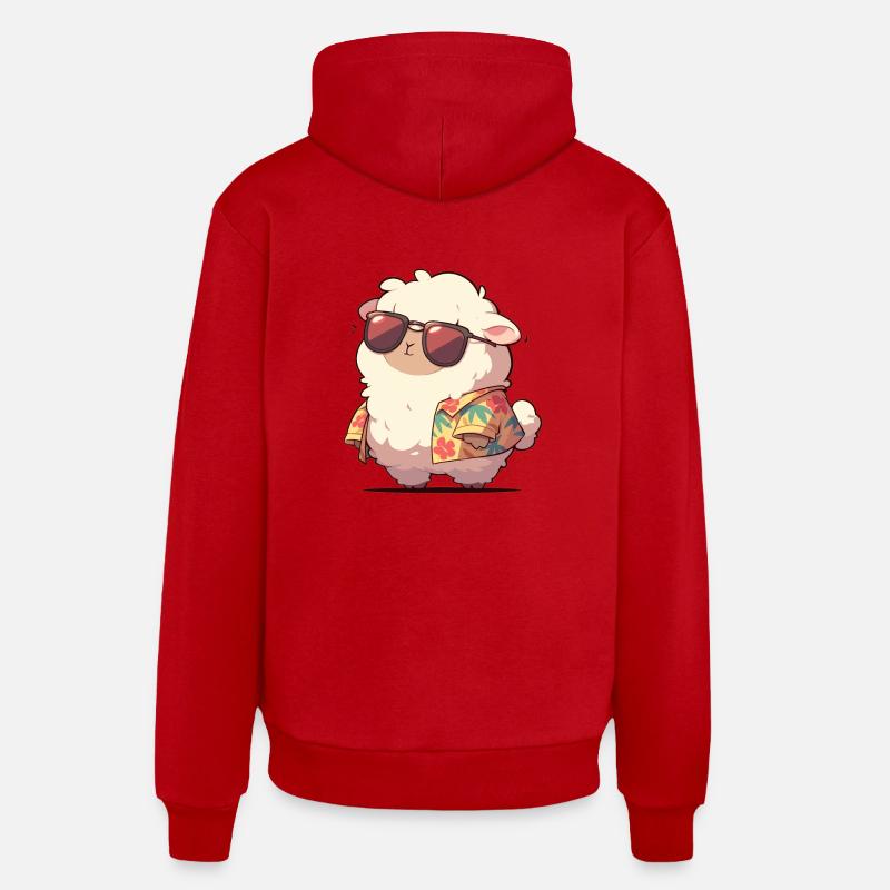 Alpaga Alpagas Alpaga - Sweat à capuche bio décontracté fabriqué en UE - rouge