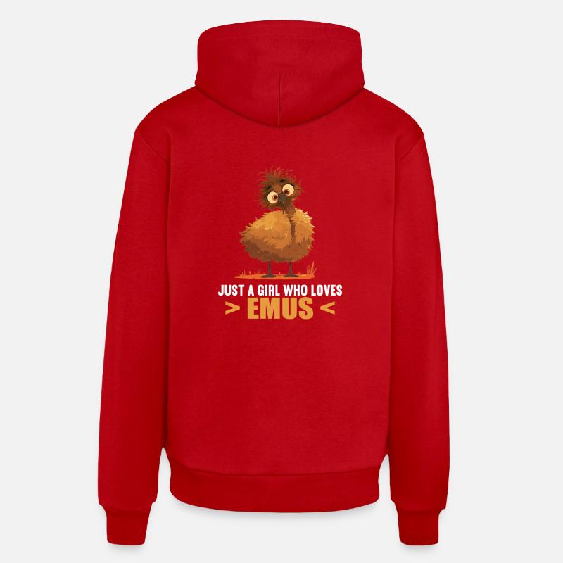 Emus Emu - Sweat à capuche bio décontracté fabriqué en UE - rouge