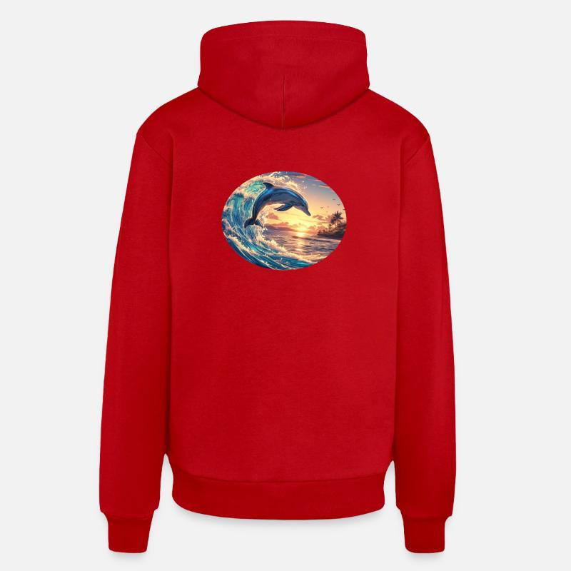 Dauphin Dauphins Dauphin - Sweat à capuche bio décontracté fabriqué en UE - rouge