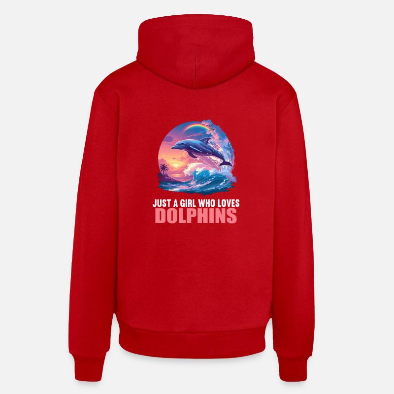 Dauphin Dauphins Dauphin - Sweat à capuche bio décontracté fabriqué en UE - rouge