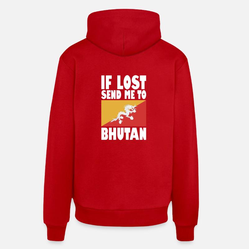 Drapeau du Bhoutan Disant - Sweat à capuche bio décontracté fabriqué en UE - rouge