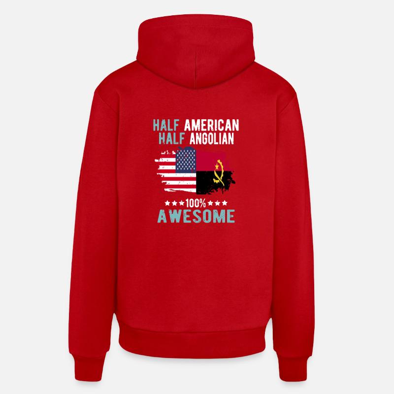 Moitié américain moitié Angolier - Sweat à capuche bio décontracté fabriqué en UE - rouge
