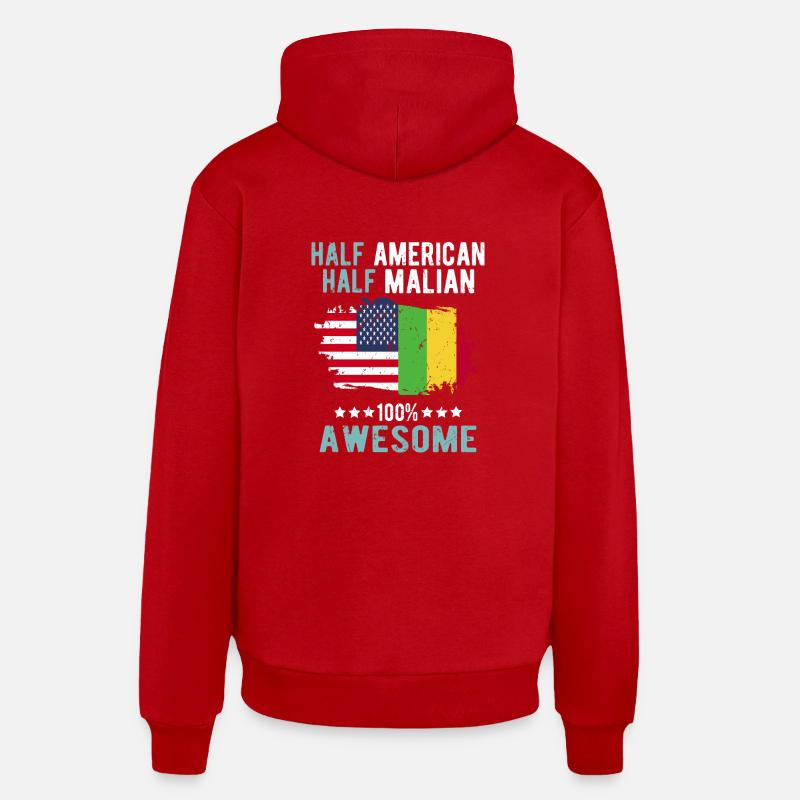 Moitié américain moitié malien - Sweat à capuche bio décontracté fabriqué en UE - rouge