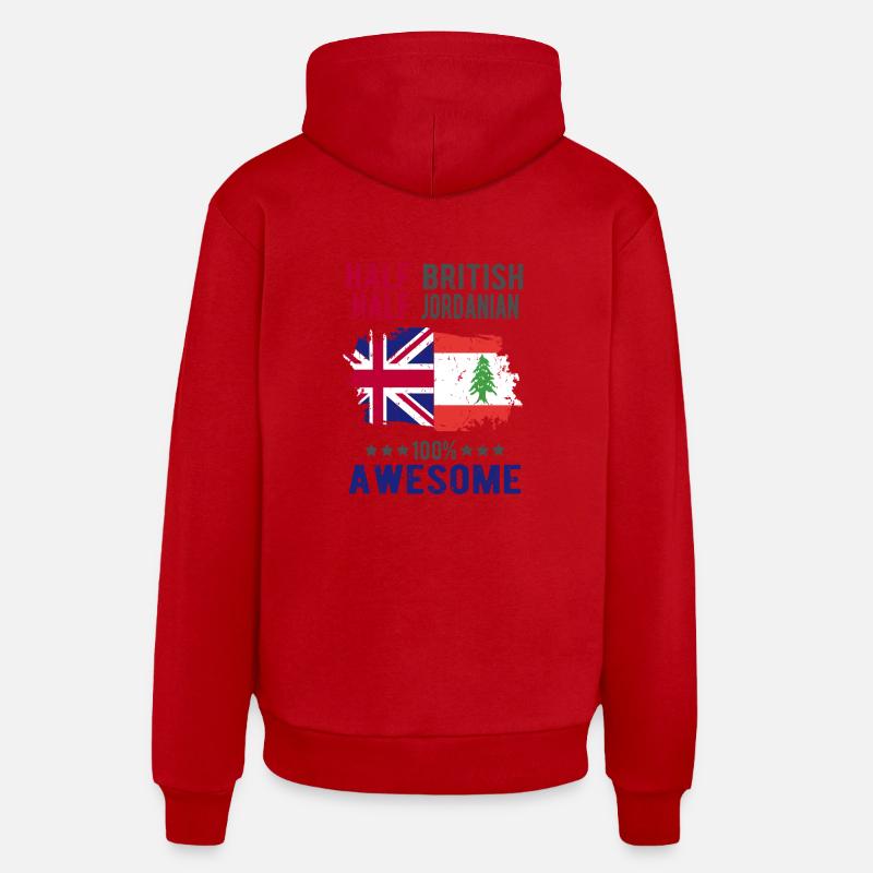 Moitié britannique moitié jordanien - Sweat à capuche bio décontracté fabriqué en UE - rouge