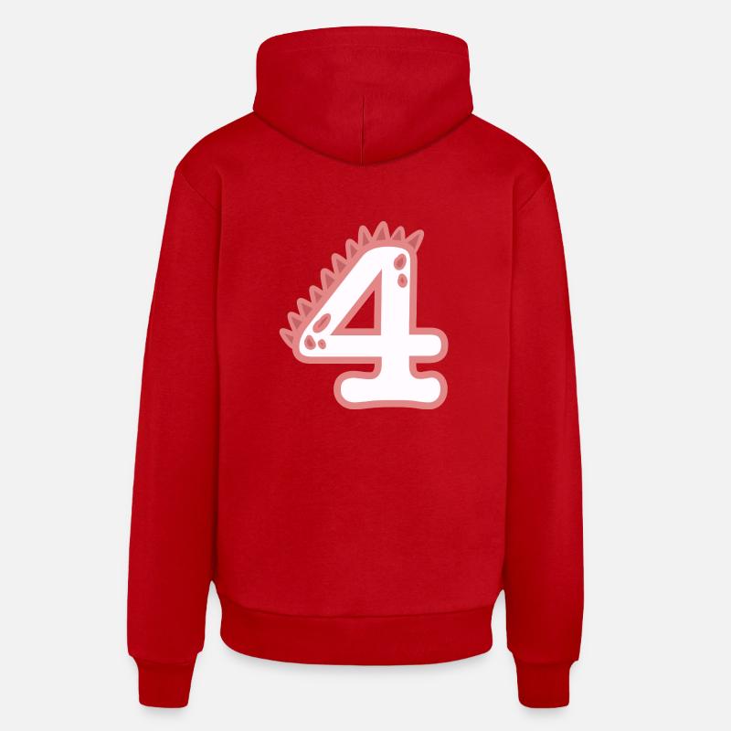 Numéro 4 - Sweat à capuche bio décontracté fabriqué en UE - rouge