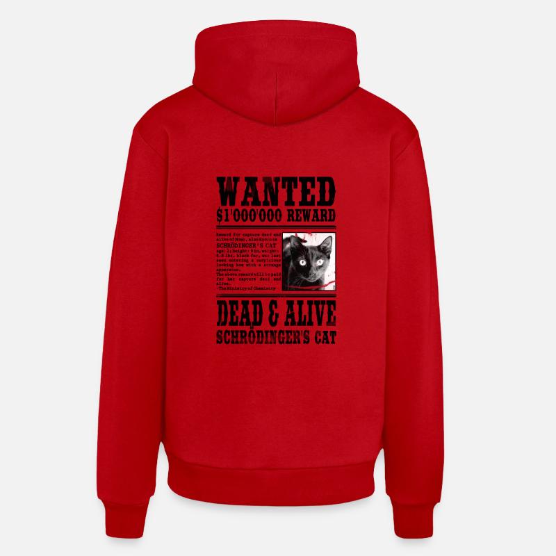 le chat de schrödinger noir - Sweat à capuche bio décontracté fabriqué en UE - rouge