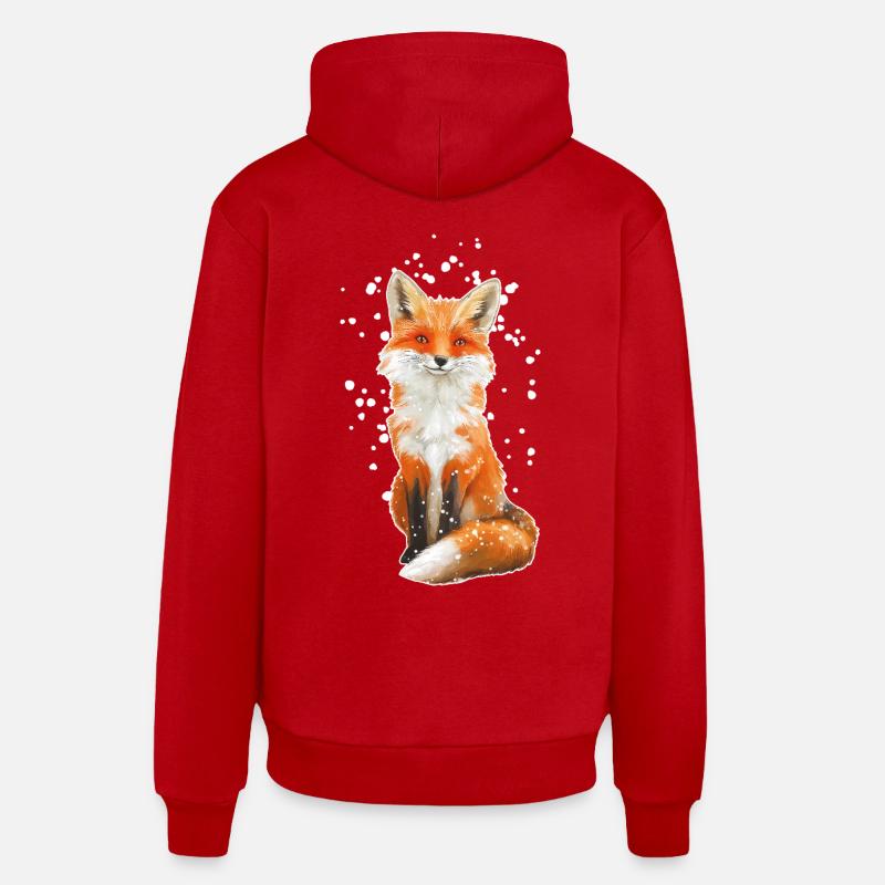 Fuchs mit Schneeflocken - Organic Relaxed Hoodie Made in EU - Rot