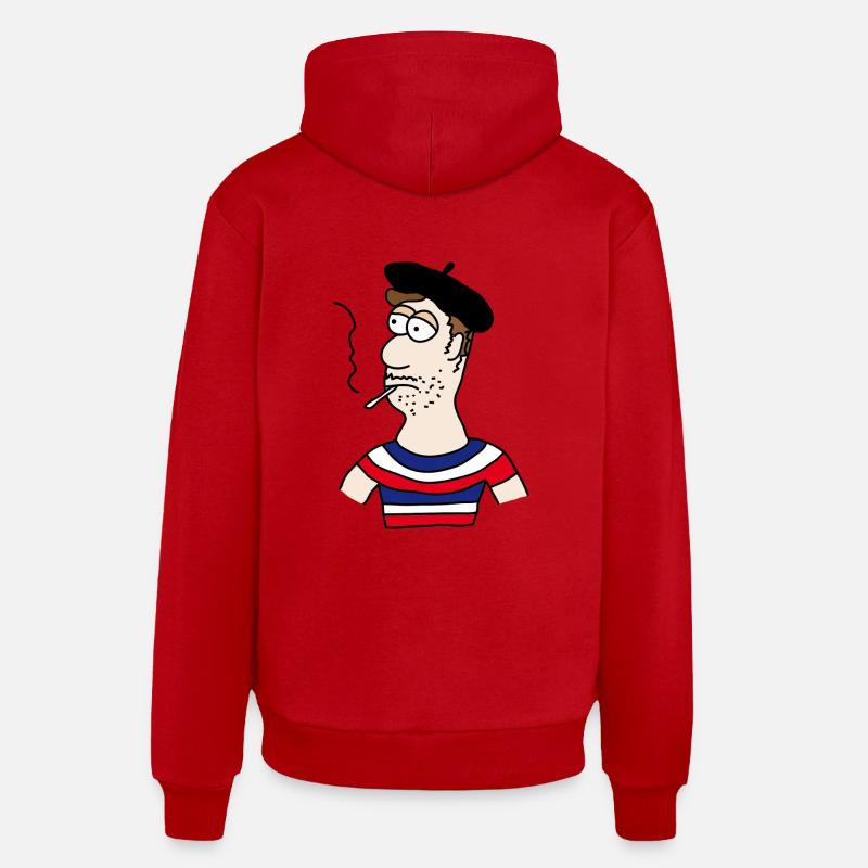 Français - Sweat à capuche bio décontracté fabriqué en UE - rouge