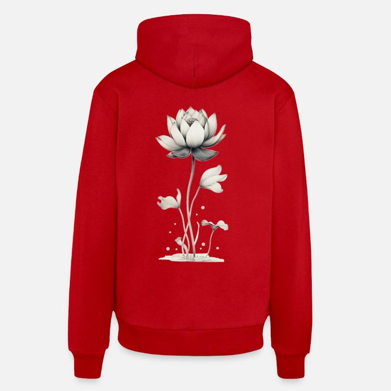 Nénuphar en fleur de lotus - Sweat à capuche bio décontracté fabriqué en UE - rouge